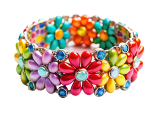 
Colorful bracelet with a flower design
isolated on white background ,PNG.AI Generated.