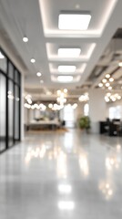 Blurred modern office hallway