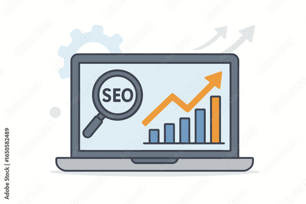 Aufkleber seo optimization vector concept. search engine marketing strategy for website traffic growth. digita