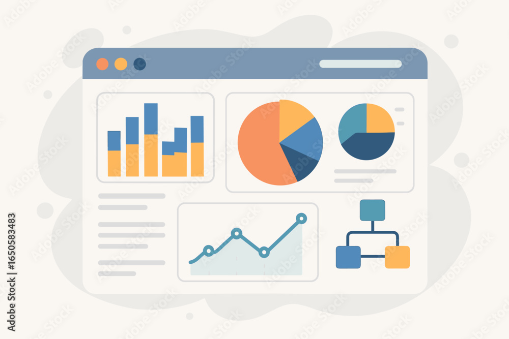 Aufkleber business data analysis dashboard ui. online service for analytics and statistics. financial report w