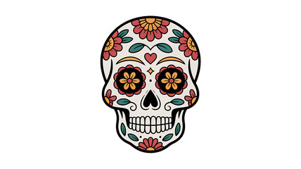 Fototapeta premium Mexican Sugar Skull with Floral Decoration for Day of the Dead