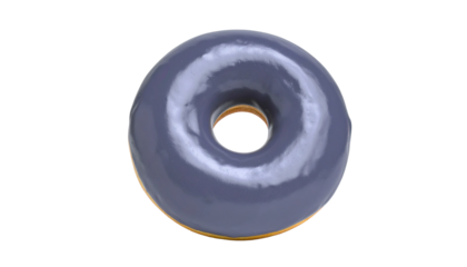 A sleek and simple smooth dark gray donut shape with a hole in its center isolated on solid white background in Png