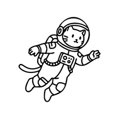 Space cat in astronaut suit floating in zero gravity