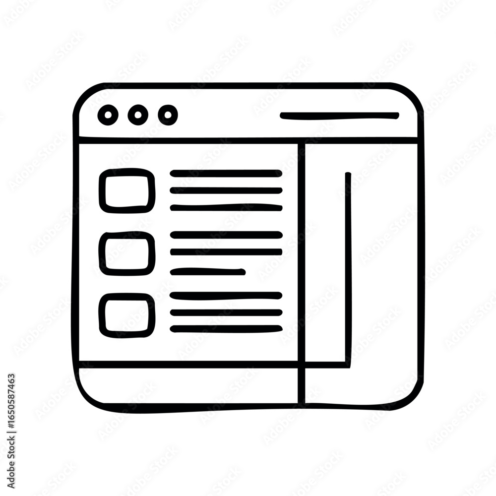Aufkleber hand-drawn web browser icon with menu and tabs