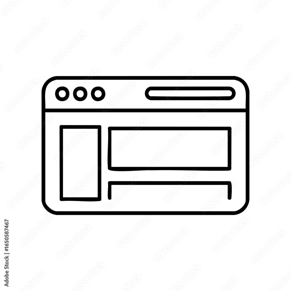 Aufkleber minimalist line art icon of a web browser interface with blank tabs and menu