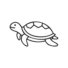 Simple line drawing of a turtle with geometric shell in black and white