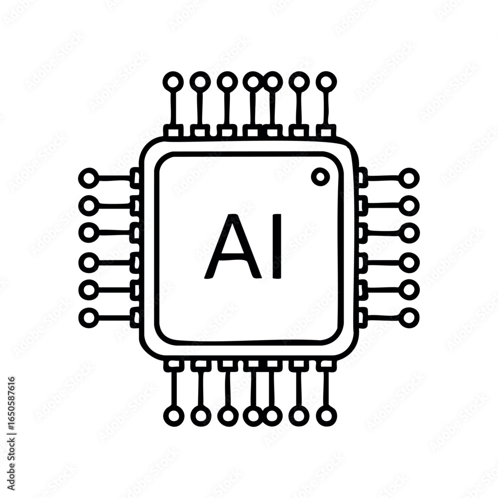 Poster ai microchip design with circuit connections for artificial intelligence technology
