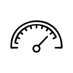 Minimalistic black and white speedometer icon with arrow indicator