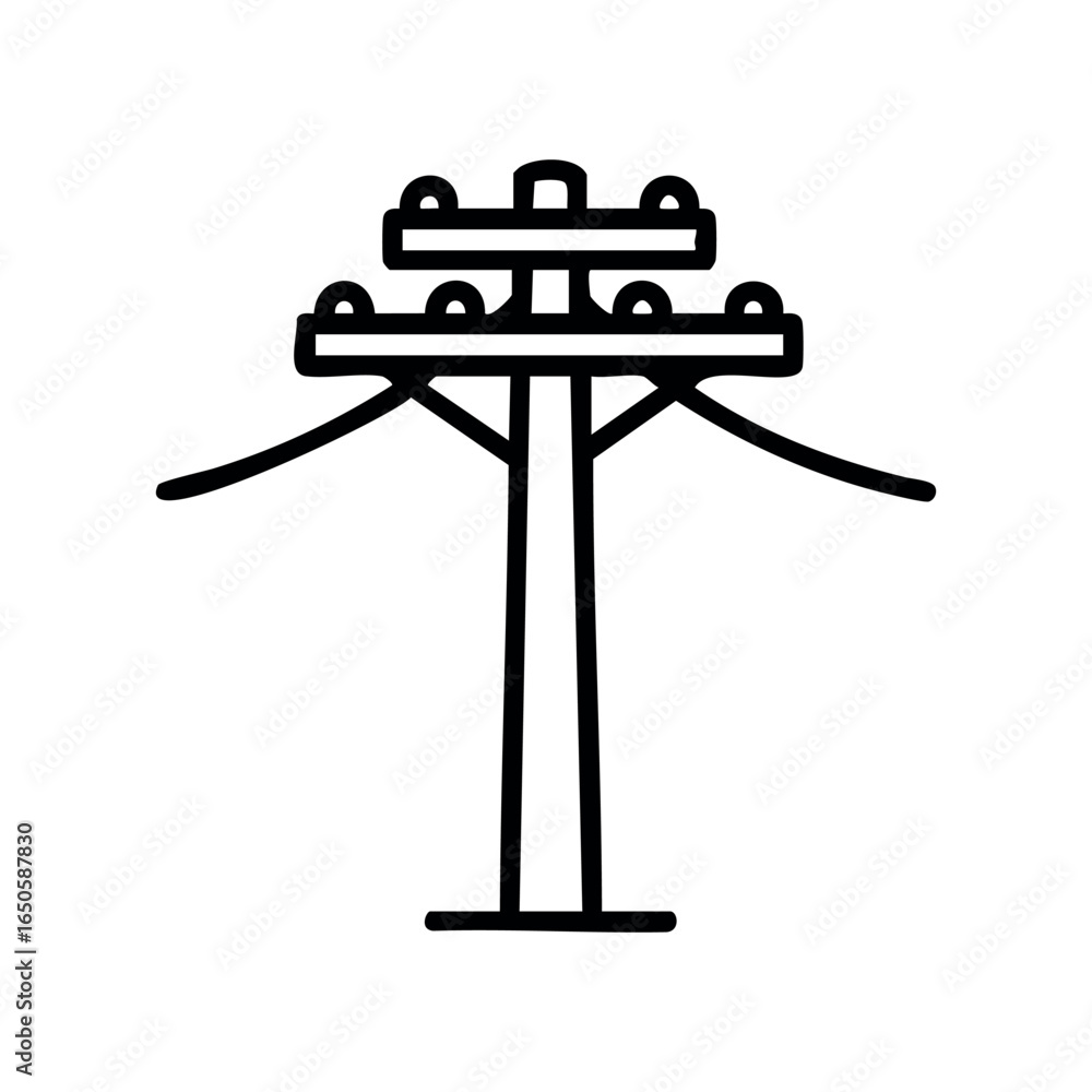 Poster simple line drawing of utility pole with power lines