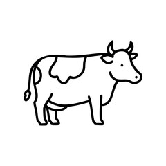 Fototapeta premium Simple outline of a cow with horns in black and white
