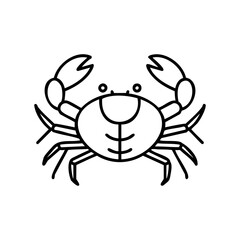 Fototapeta premium Black and white line drawing of a crab with raised claws