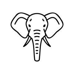 Fototapeta premium Black and white elephant head line art with bold outline design
