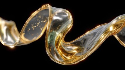 Liquid Gold Wave 3D Abstract Flow Shiny Metallic Texture