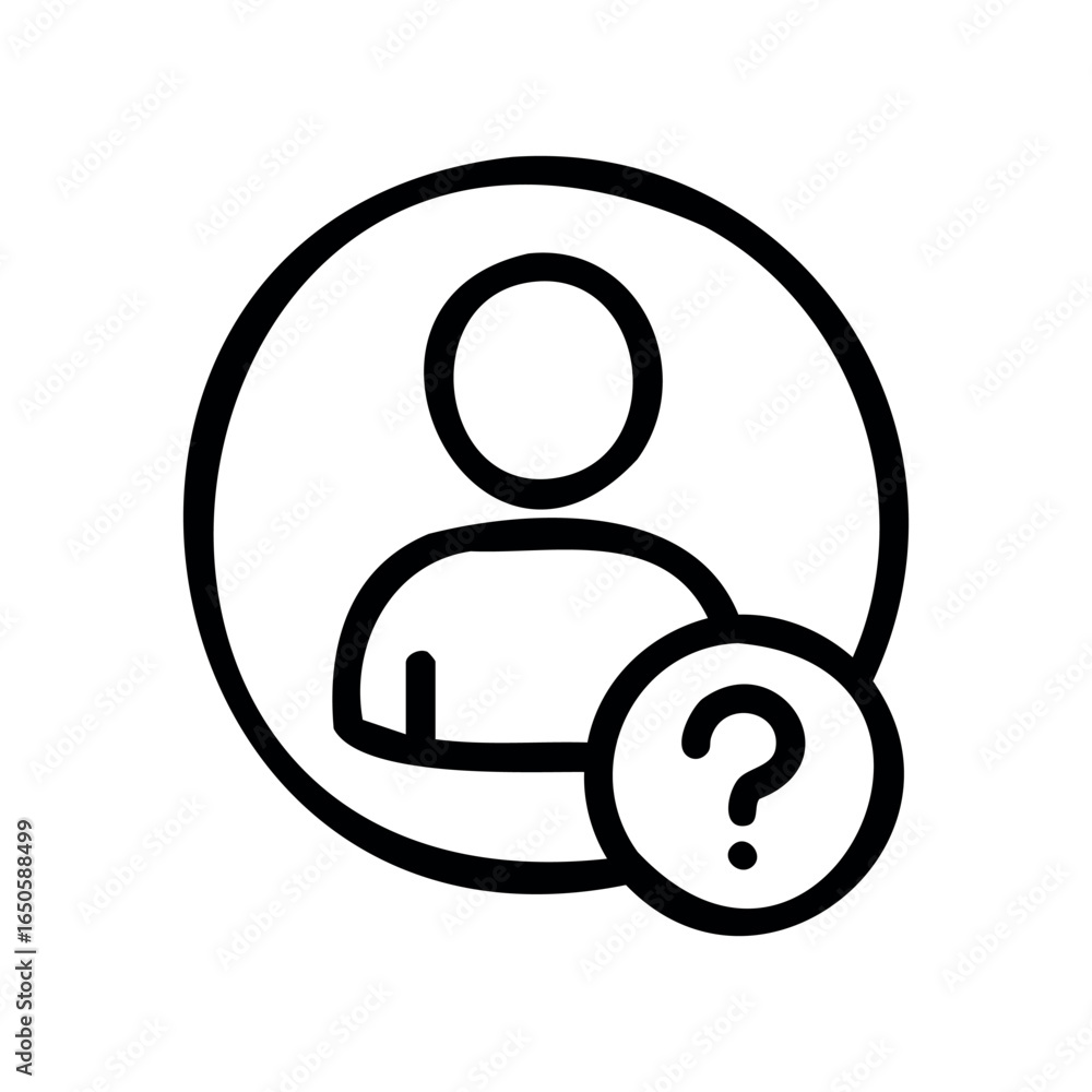 Poster unknown person icon with circular border and question mark symbol