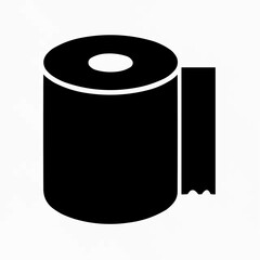 Vector illustration of a black and white paper clip, paper bag, and black oil barrel symbol on white