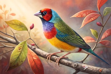 Obraz premium Graceful common greenfinch bird on branch