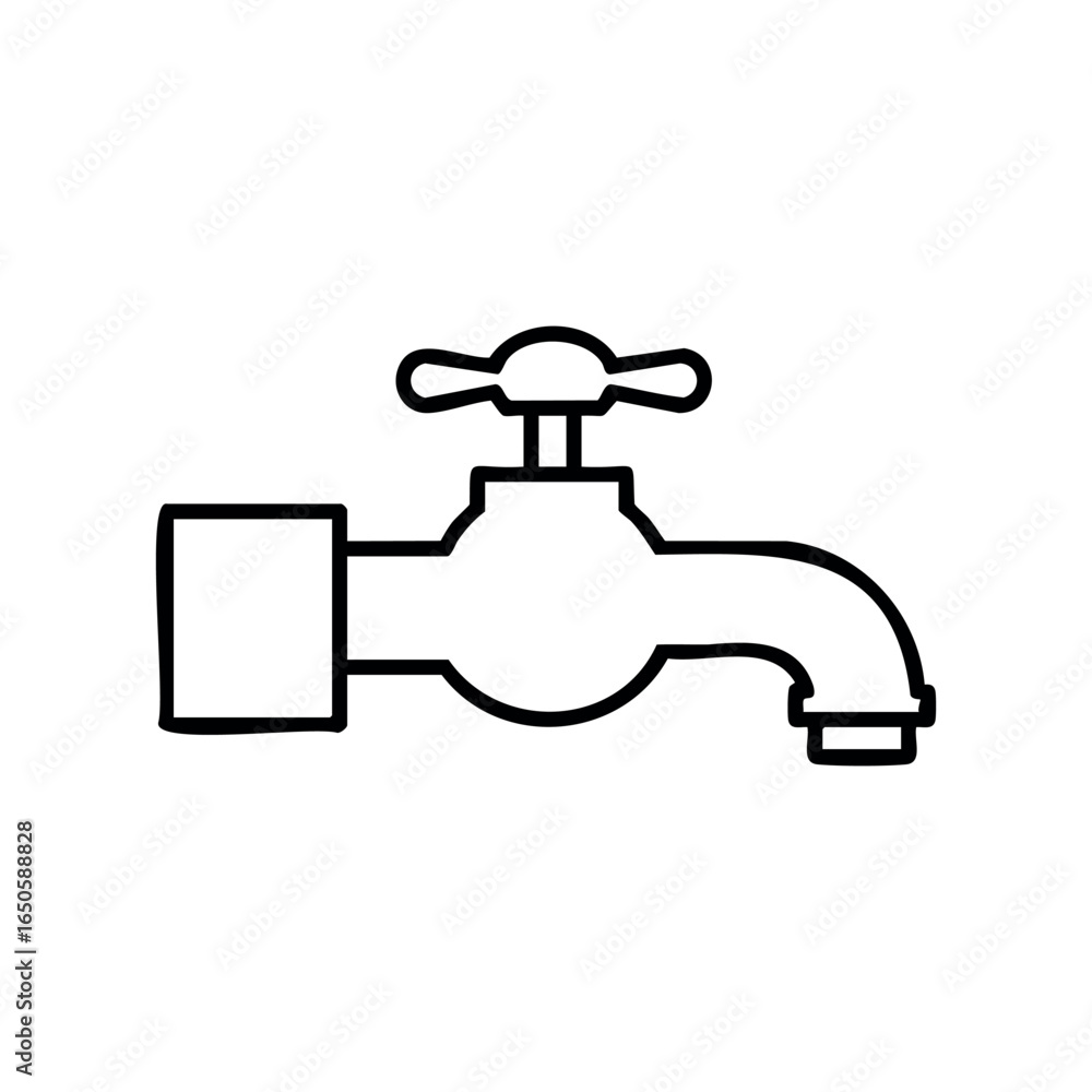 Poster outline of a simple faucet with cross handle
