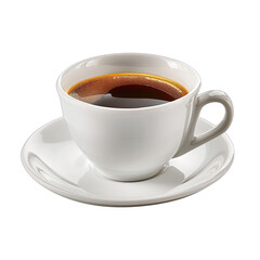 Obraz premium A full shot of a white coffee cup and saucer filled with dark coffee