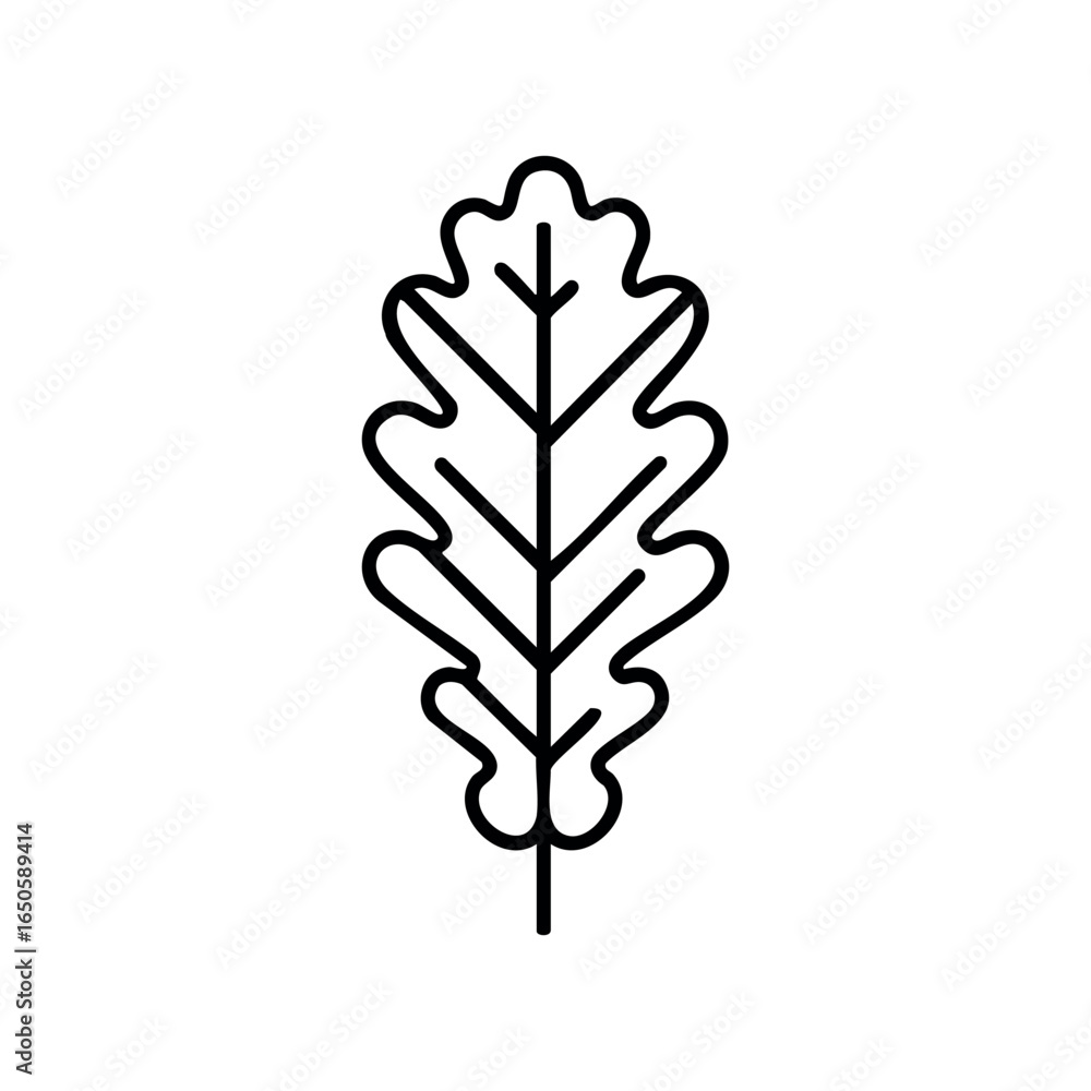 Aufkleber outline of oak leaf with symmetrical pattern in minimalist design