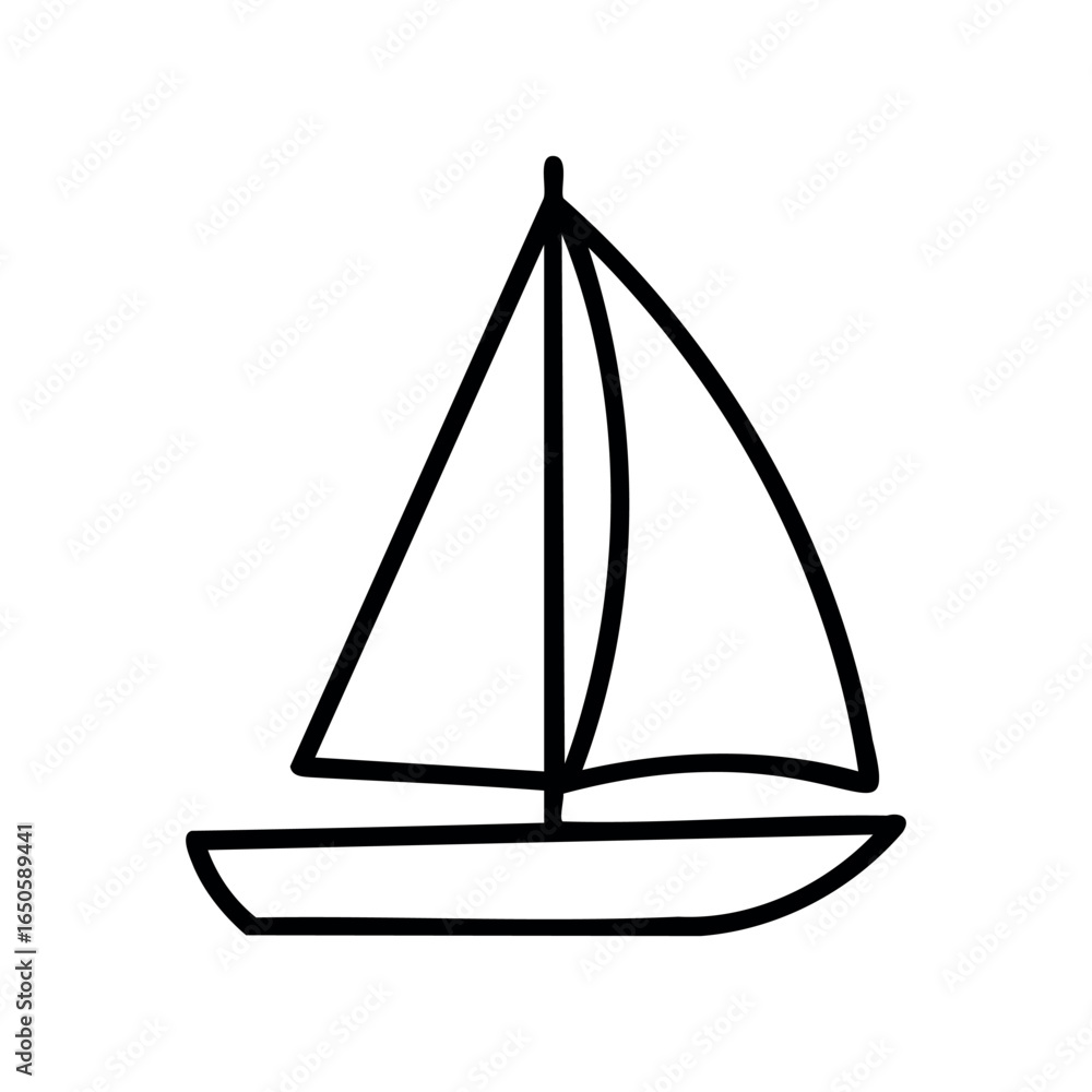 Poster simple line drawing of a sailboat with large triangular sails