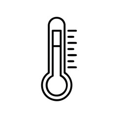 Simple black and white thermometer icon representing temperature measurement