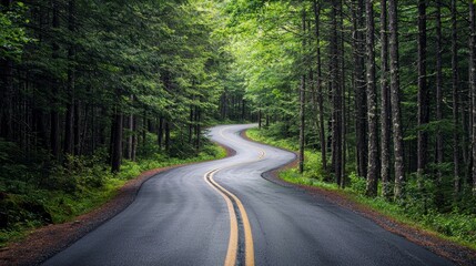 Fototapeta premium A beautiful road in the forest of the Mount Willard in New Hampshire