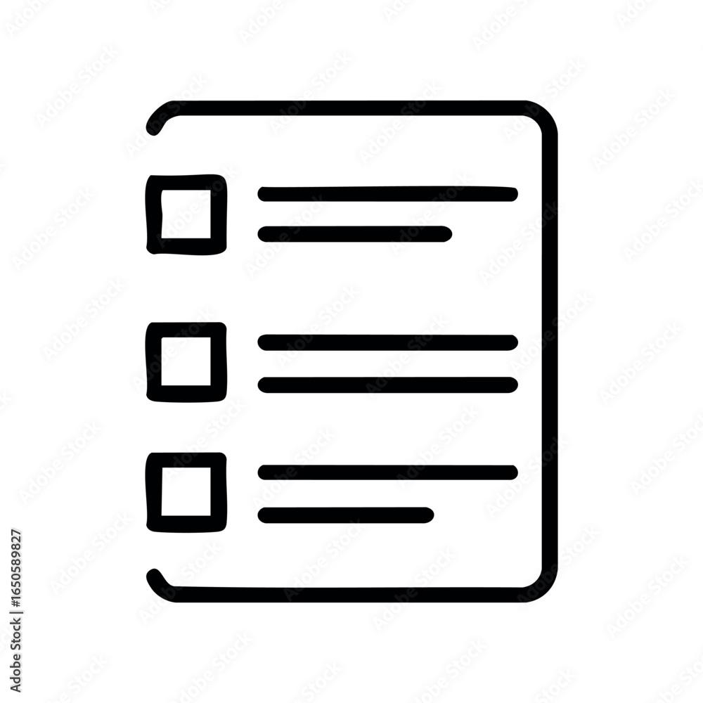 Aufkleber Minimalist checklist icon with checkboxes and horizontal lines in black and white