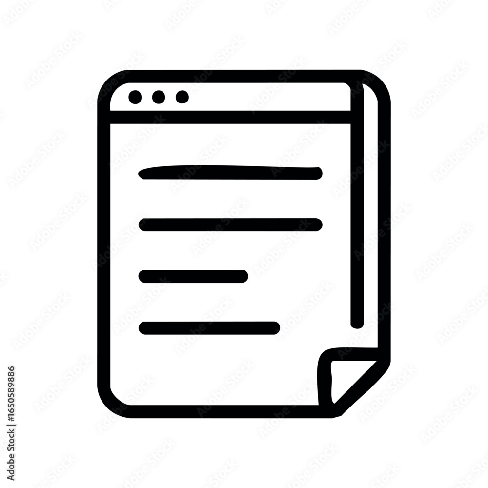 Poster blank web document icon with lines and folded corner