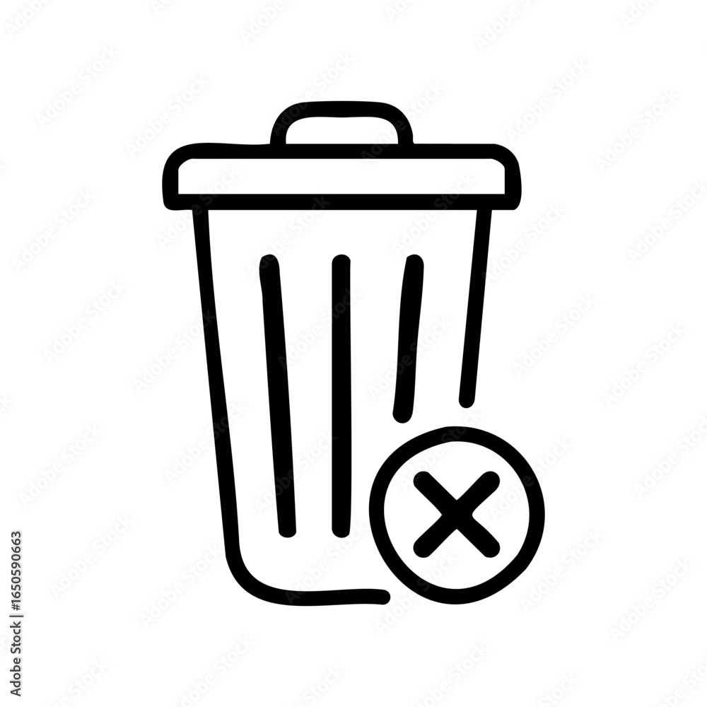 Aufkleber Simple trash can icon with cross mark for delete or remove functionality