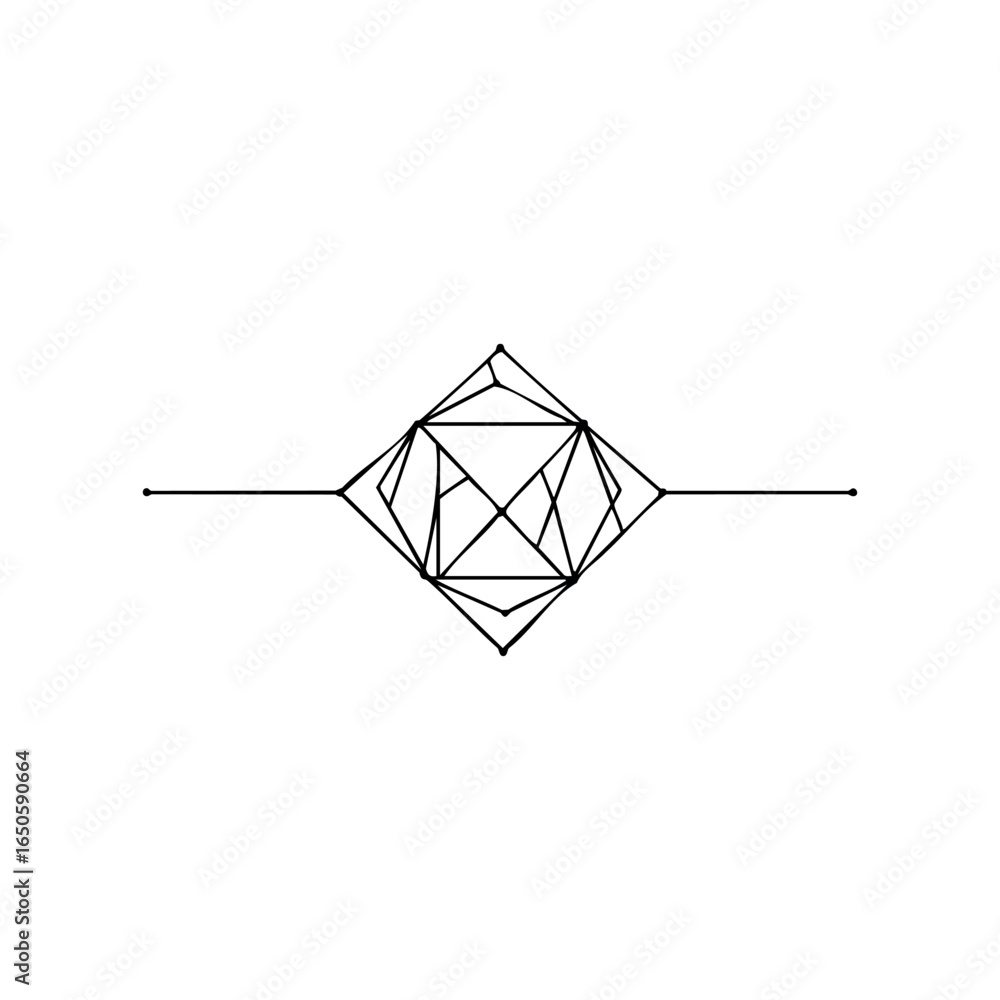 Aufkleber geometric minimalist abstract diamond shape with lines and triangles