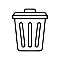 Simple black and white trash can icon with lid