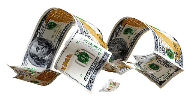 Flying Currency of Finance: A dynamic composition of United States currency, showcasing the movement and allure of money.