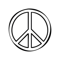 Bold black and white peace symbol illustration