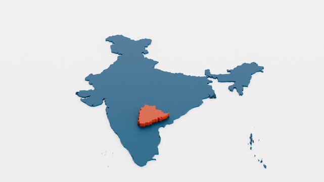 The location of India is shown in Telangana state  close-up. Map of India