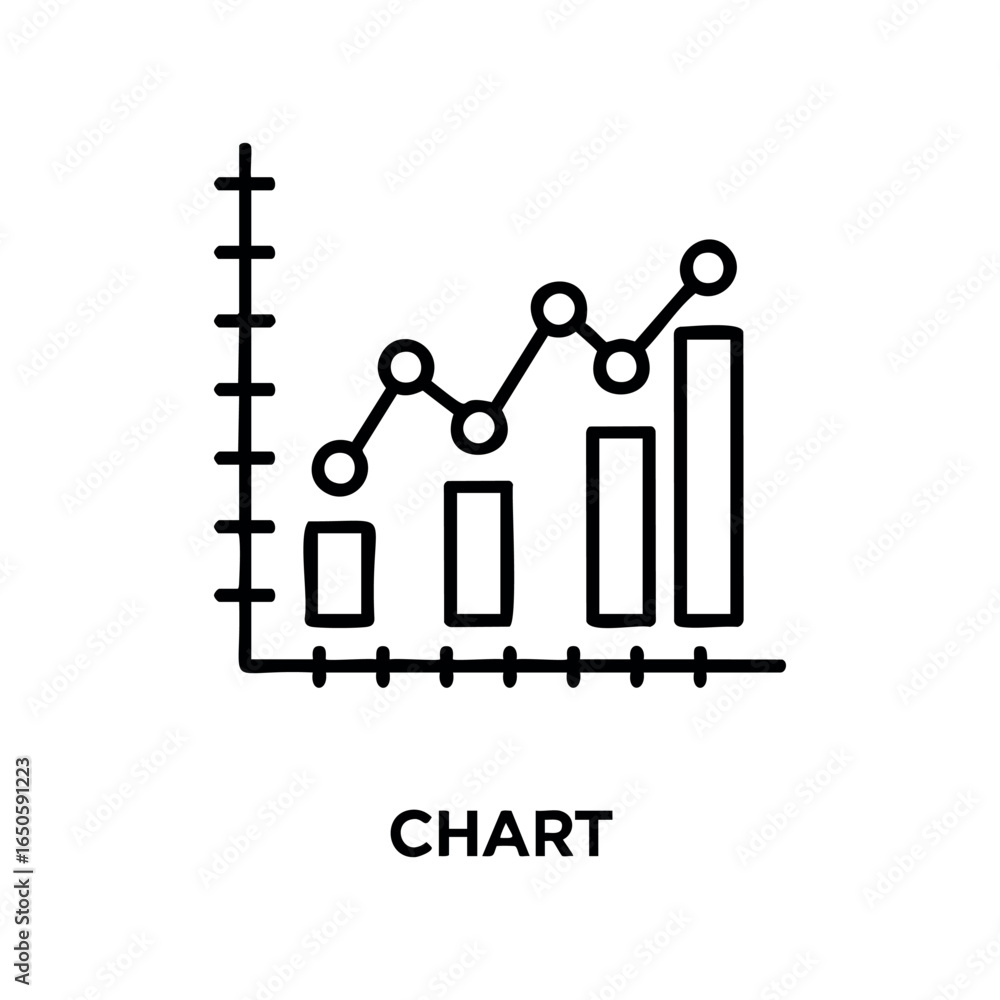 Poster line and bar graph with data points on grid chart