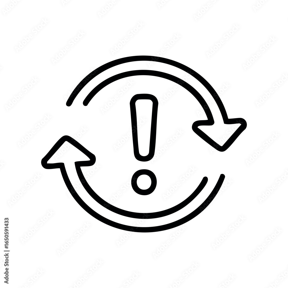 Aufkleber attention alert symbol with circular arrows indicating notifications and updates