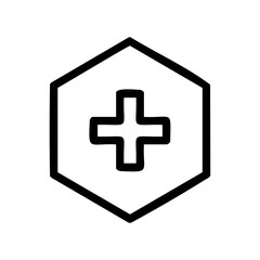 Fototapeta premium Black cross in hexagon symbol