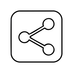 Social media share icon with three connected nodes in black outline