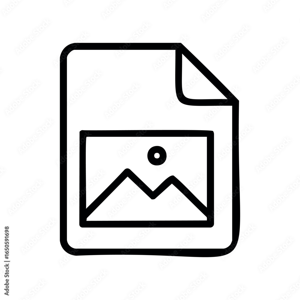 Poster simple black and white image file icon with document outline