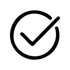 Hand-drawn check mark with bold lines in black and white