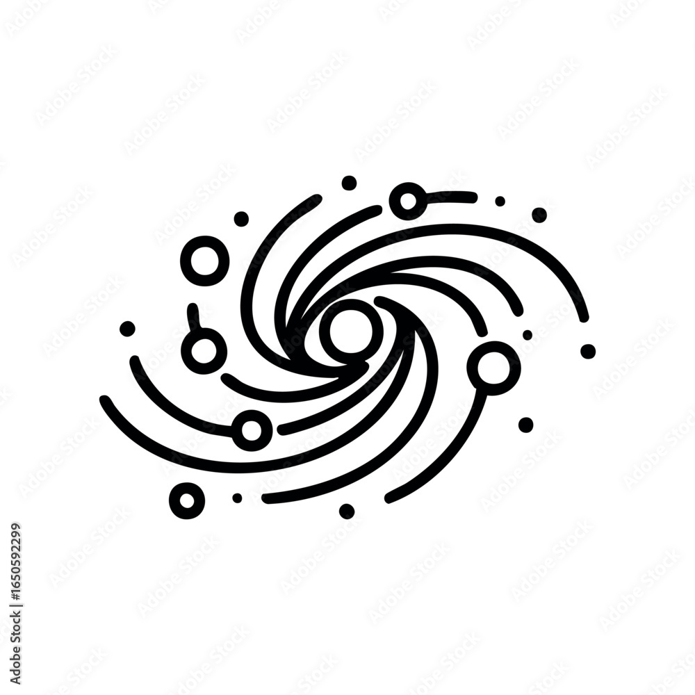 Aufkleber abstract spiral galaxy with orbiting celestial bodies and circular patterns