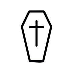 Obraz premium Black coffin with white cross symbol on lid