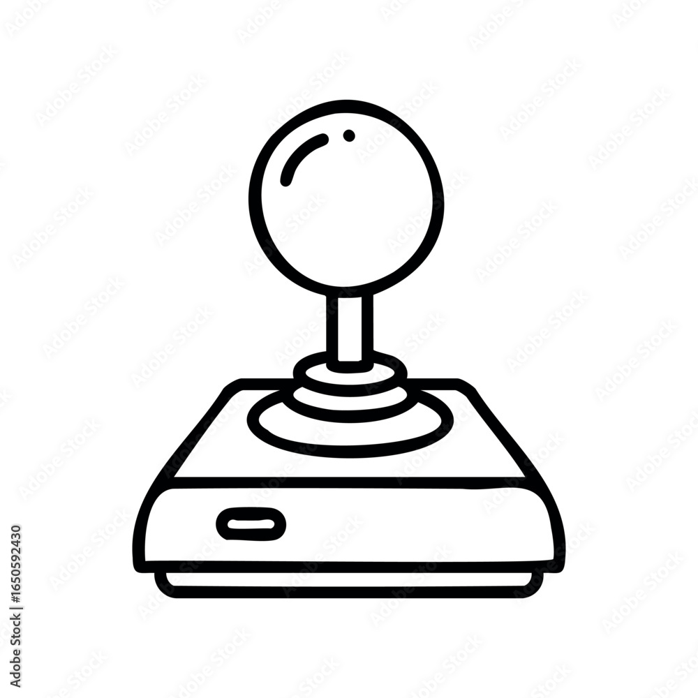 Aufkleber retro joystick line art icon with button and base isolated