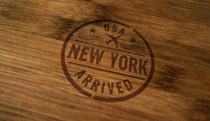 New York USA arrived stamp and stamping
