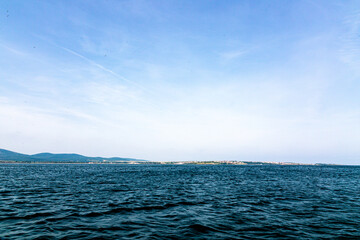 View of the coast of an island from the sea