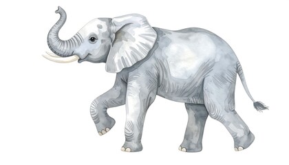 Obraz premium Walking Elephant Watercolor Illustration.