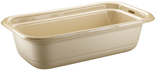 Light beige rectangular molded plastic tub