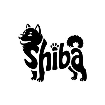Shiba Inu silhouette design featuring creative typography and playful style for pet lovers