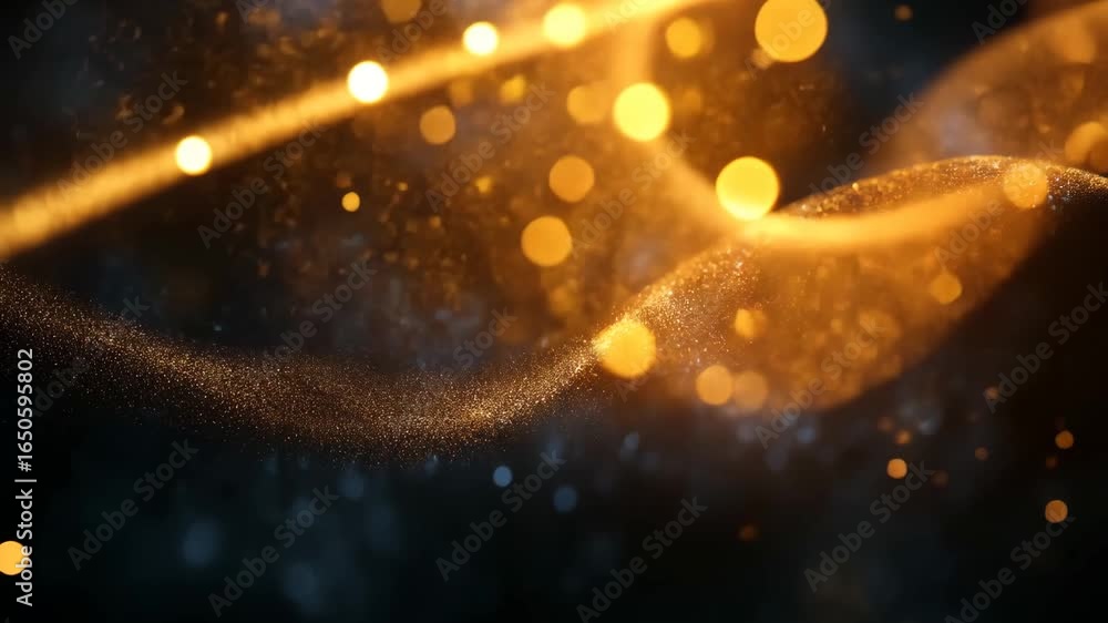 Aufkleber abstract golden light streaks and particles with bokeh effect animated background
