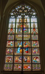 Steyr, Lower Austria, Austria - 20.07.2025, parish church, stained glass window